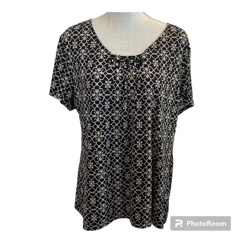 Women’s Croft & Barrow Black/Tan Blouse Size XL